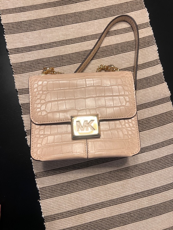 Michael Kors Taupe Croc-Embossed Chain Crossbody Bag - Picture 2 of 6